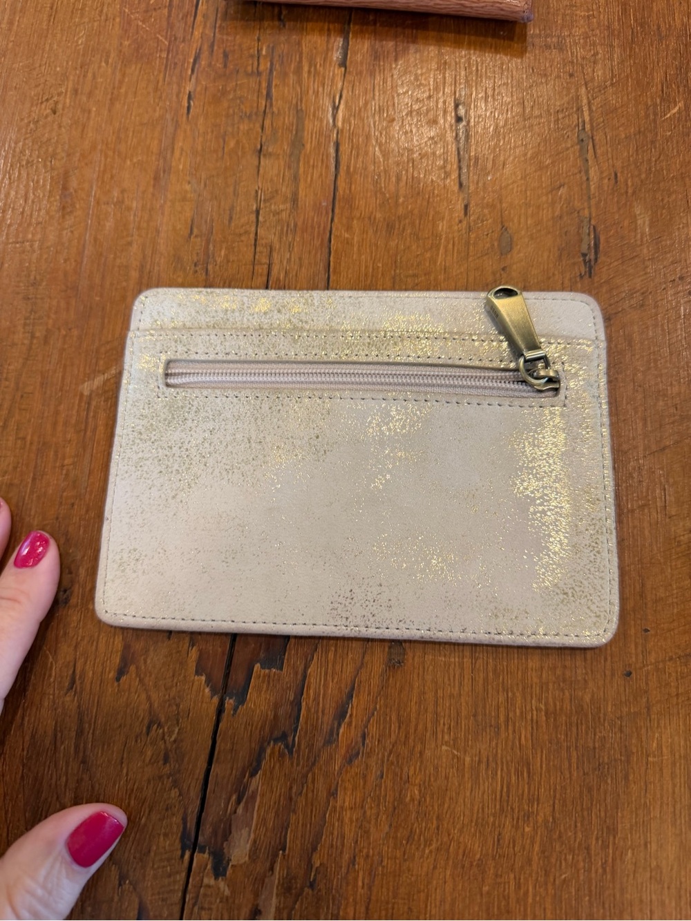 HOBO gold Glitter Cardholder/coin purse with Floral ID Window - Picture 2 of 3